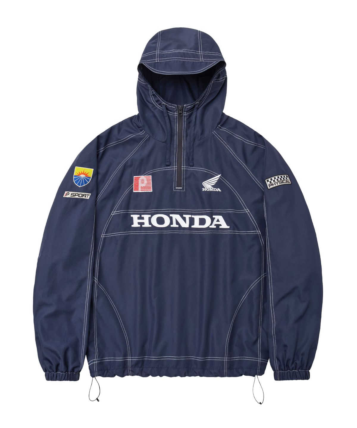 핍스 모터사이클(PHYPS MOTORCYCLE) Ripstop Hooded Soccer Anorak Navy