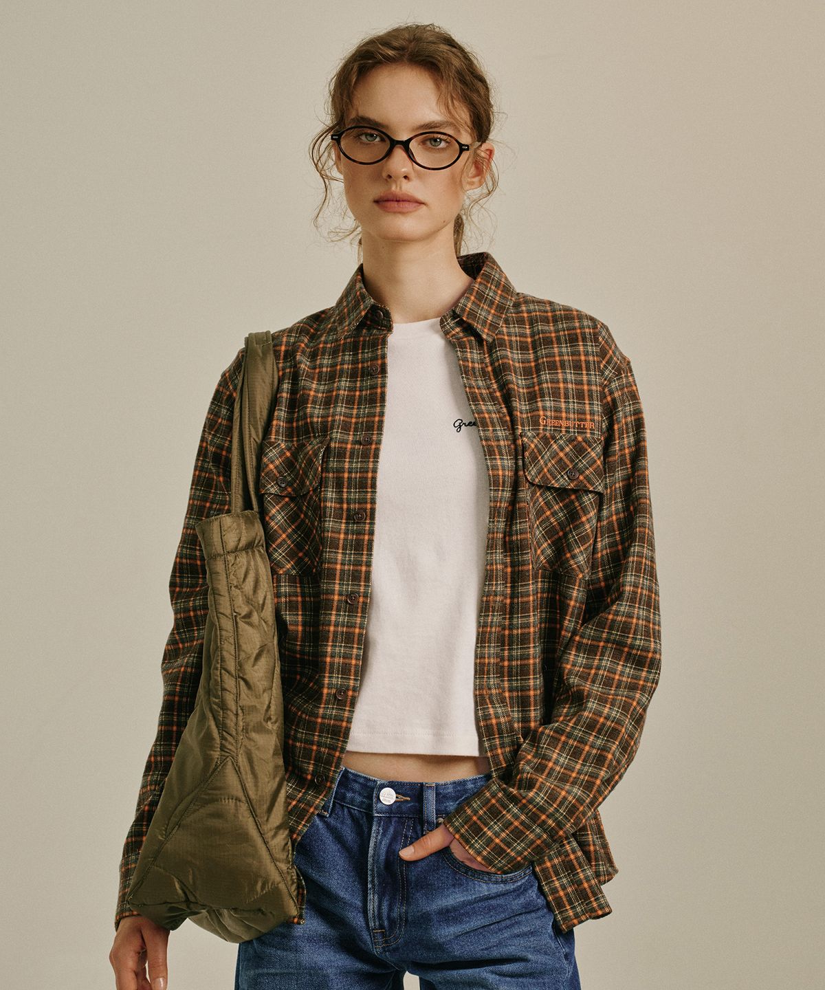 그린버터(GREENBUTTER) Classic Check Shirt (Brown/Orange)