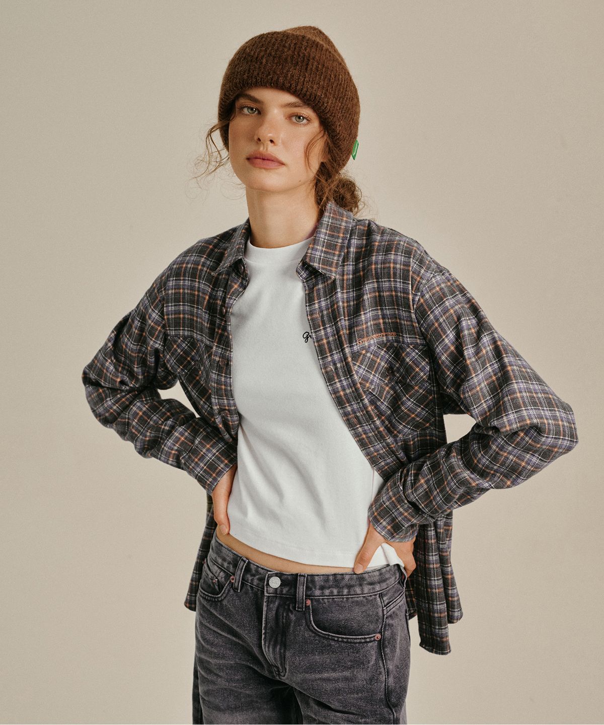 그린버터(GREENBUTTER) Classic Check Shirt (Charcoal/Blue)