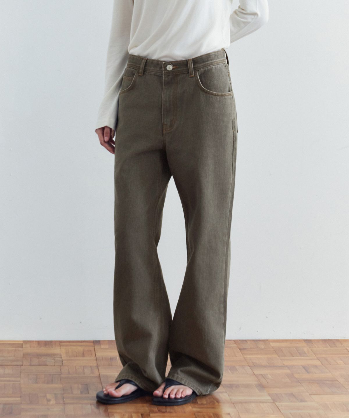 시야쥬(SIYAZU) SIJN6118 빈티지 로우라이즈 와이드 진_Vintage brown