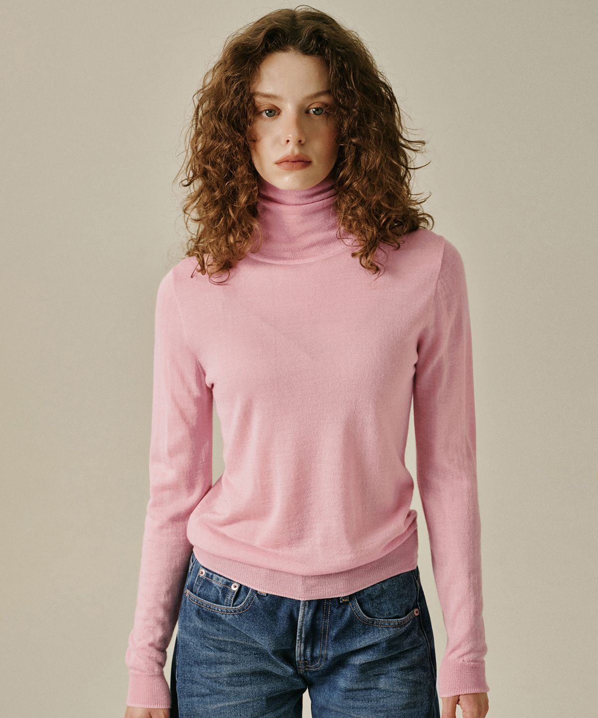 그린버터(GREENBUTTER) Wool Turtleneck Knit (Pink)
