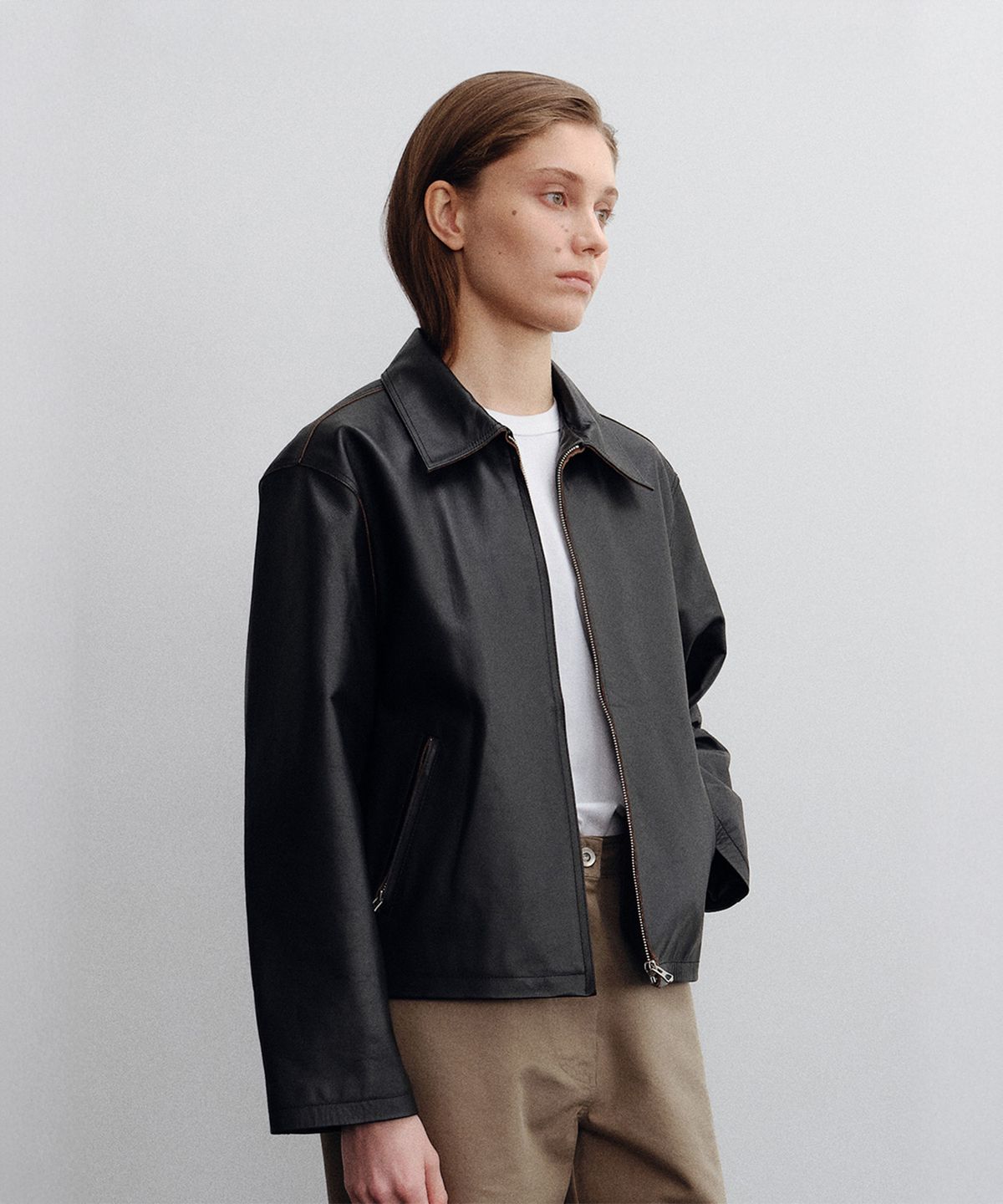 로트(LOTE) Structured Leather Bomber