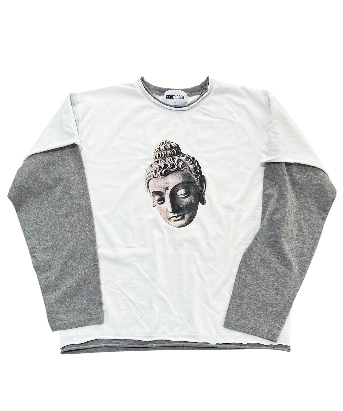 스케이터락(SK8ER ROCK) Rebel Buddha Layered T-Shirt (ivory*melange gray)