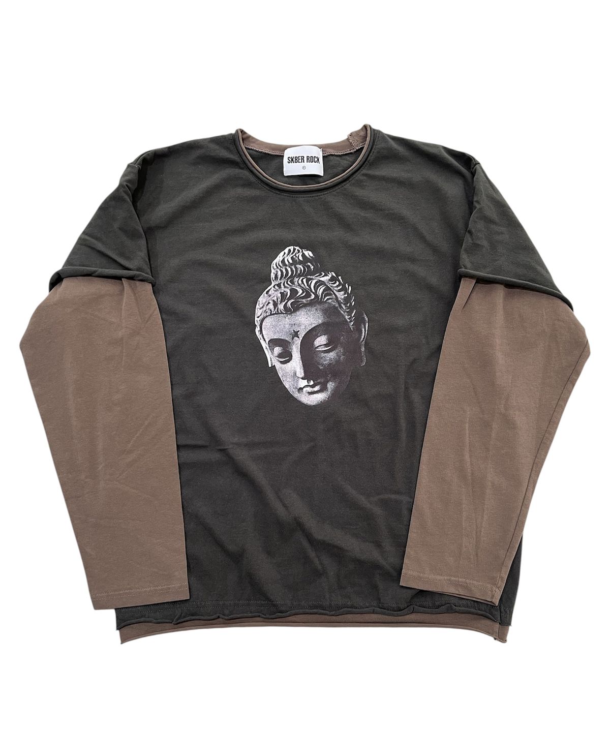 스케이터락(SK8ER ROCK) Rebel Buddha Layered T-Shirt (dark gray*grayish brown)