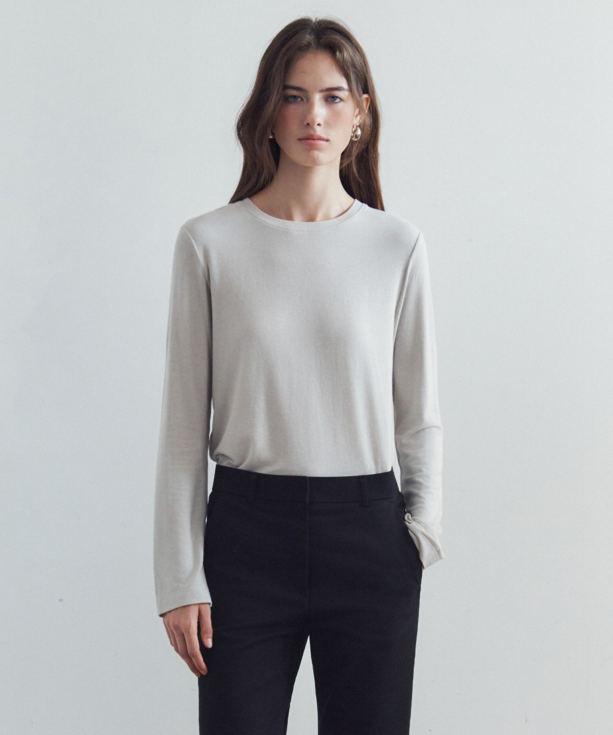 시야쥬(SIYAZU) SITP5308 소프트 베이직 티셔츠_Light gray