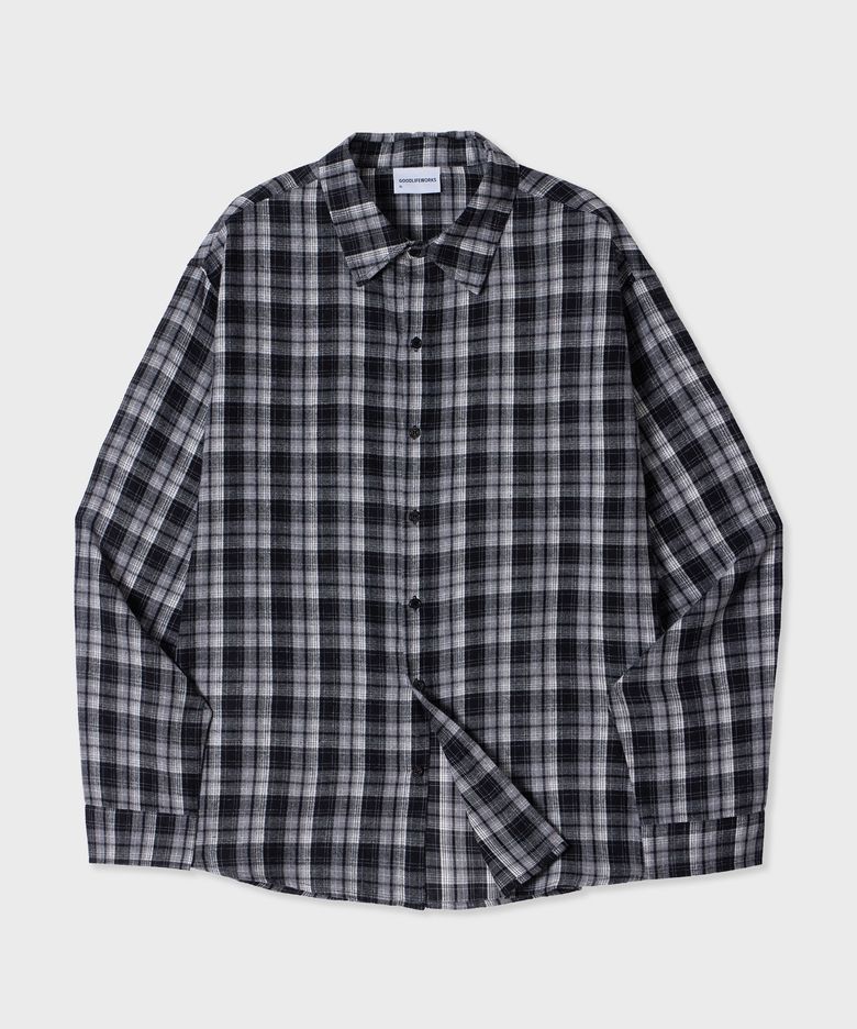 [unisex] 오버핏 타탄 체크 셔츠 블랙