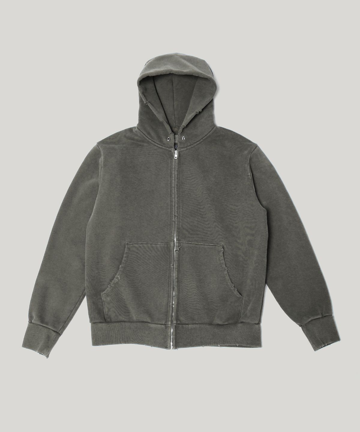 러스틱클럽(RUSTICCLUB) VINTAGE DISTRESSED HEAVY SWEAT ZIP HOODIE_CHARCOAL