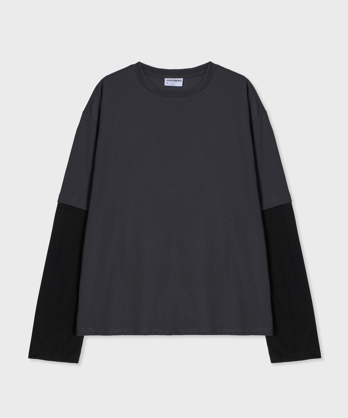 굿라이프웍스(GLW) [unisex] 레이어드 투톤 롱슬리브티 차콜