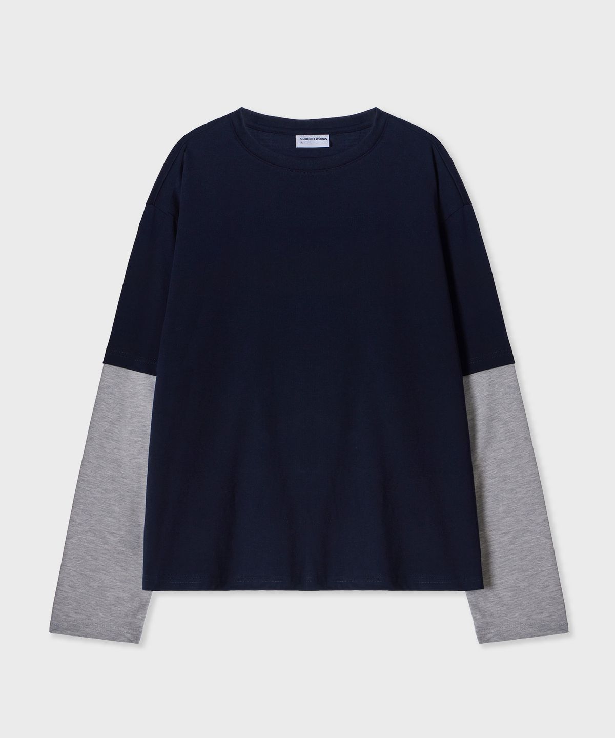 굿라이프웍스(GLW) [unisex] 레이어드 투톤 롱슬리브티 네이비