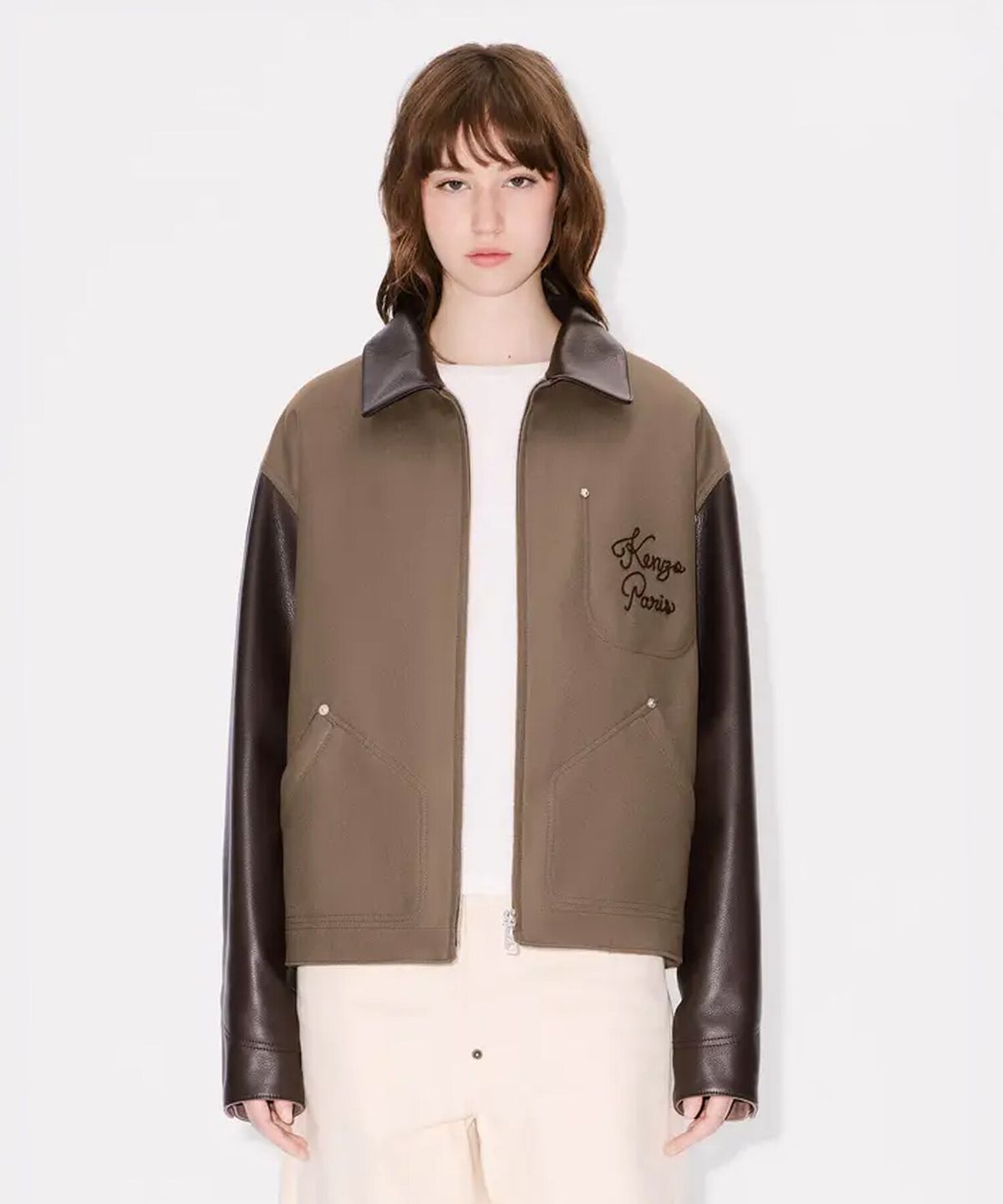 겐조(KENZO) 남성 25FW 겐조 파리 체인 스티치 레더 울 블루종_K256AMU101DCX