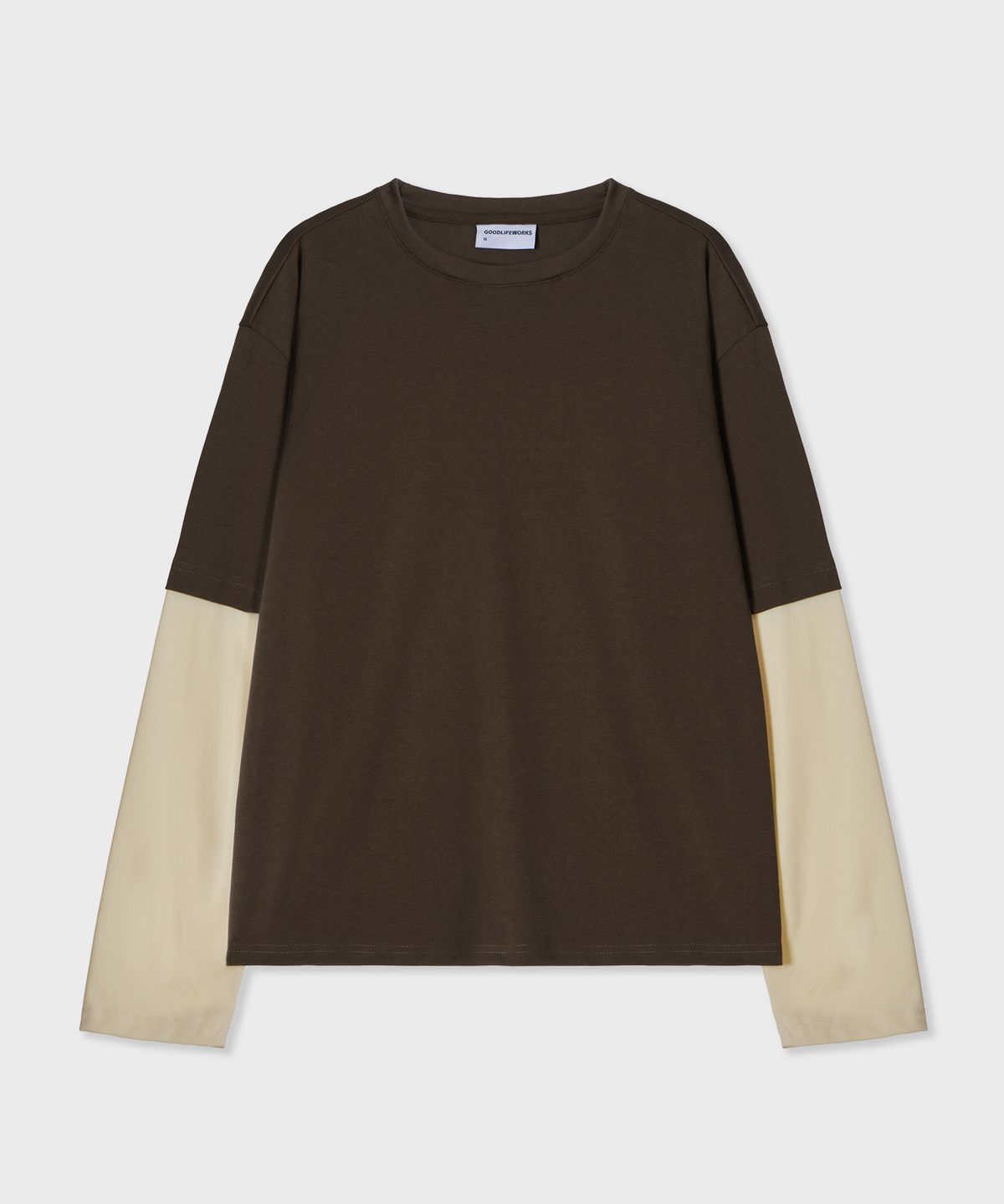 굿라이프웍스(GLW) [unisex] 레이어드 투톤 롱슬리브티 브라운