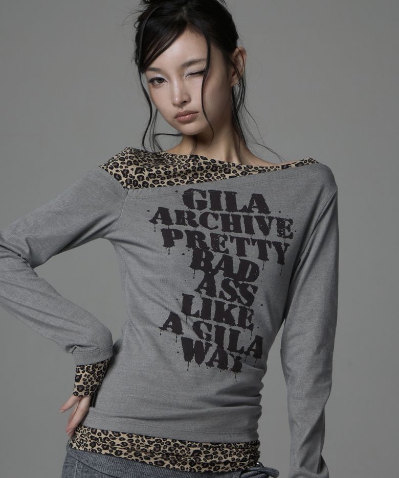 LEOPARD LAYERED P.B.A LONG SLEEVE_GREY