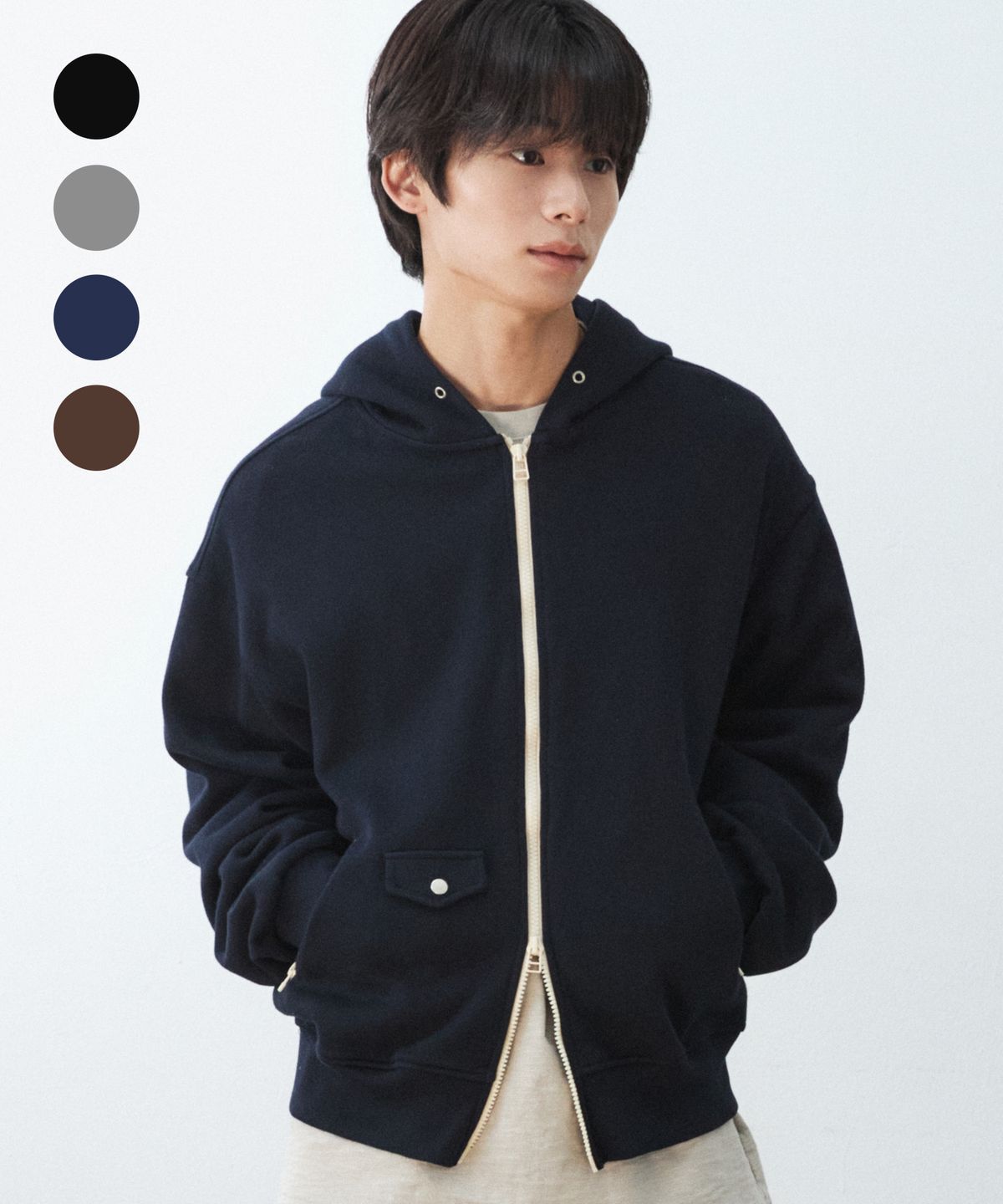 더블유엠씨(WMC) 포켓 후디드 집업 (GREY/BLACK/BROWN/NAVY)