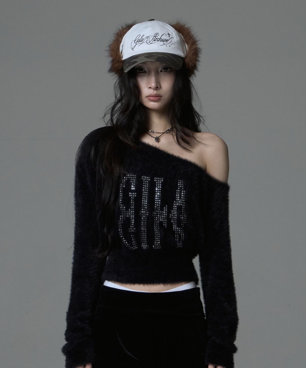 길라아카이브(GILAARCHIVE) MIRROR LOGO MOHAIR KNIT_BLACK