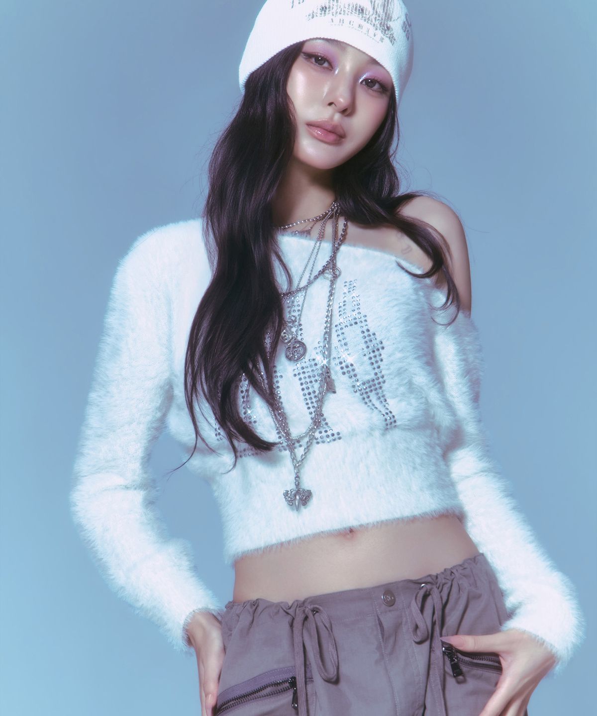 길라아카이브(GILAARCHIVE) MIRROR LOGO MOHAIR KNIT_WHITE