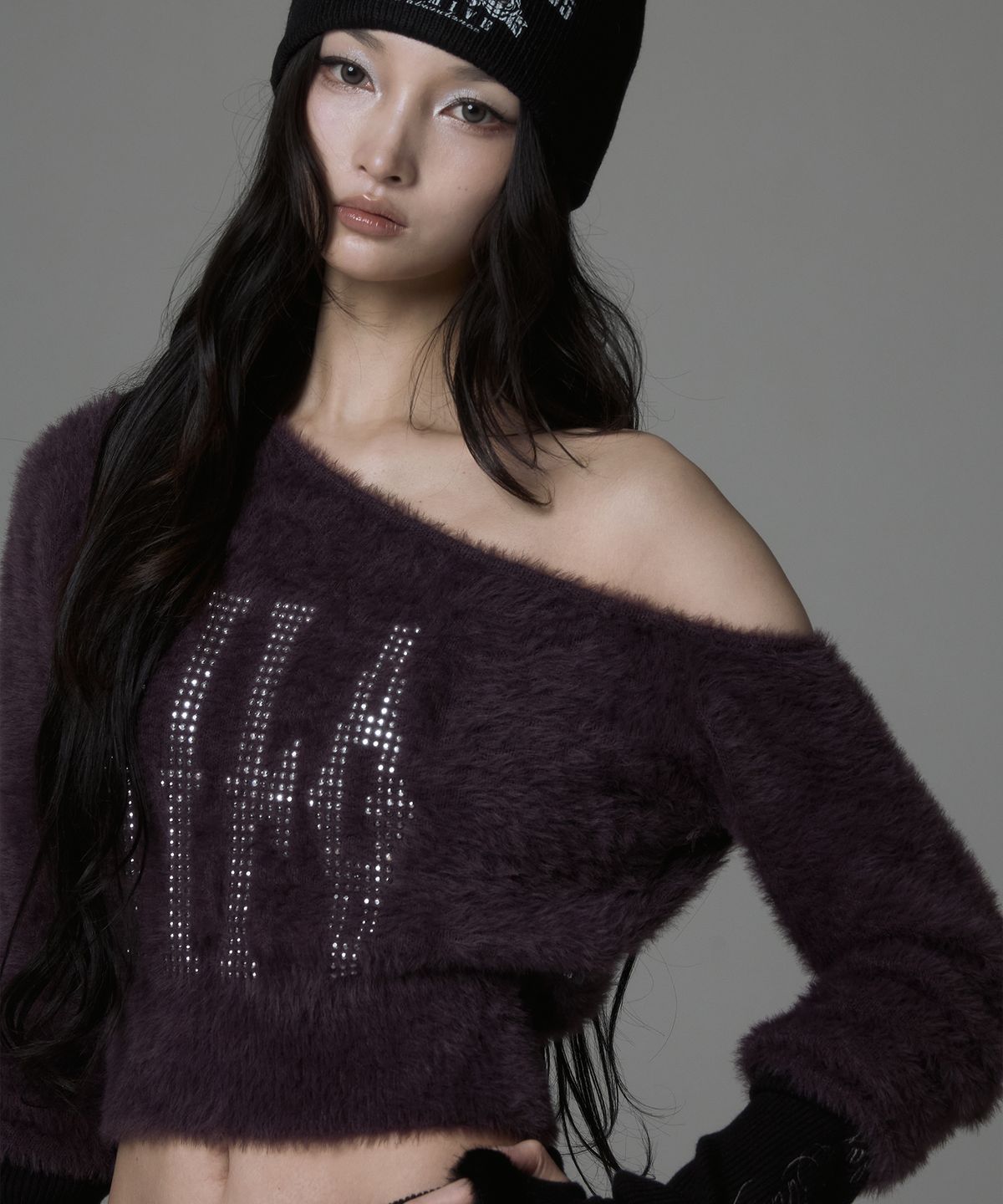 길라아카이브(GILAARCHIVE) MIRROR LOGO MOHAIR KNIT_PURPLE