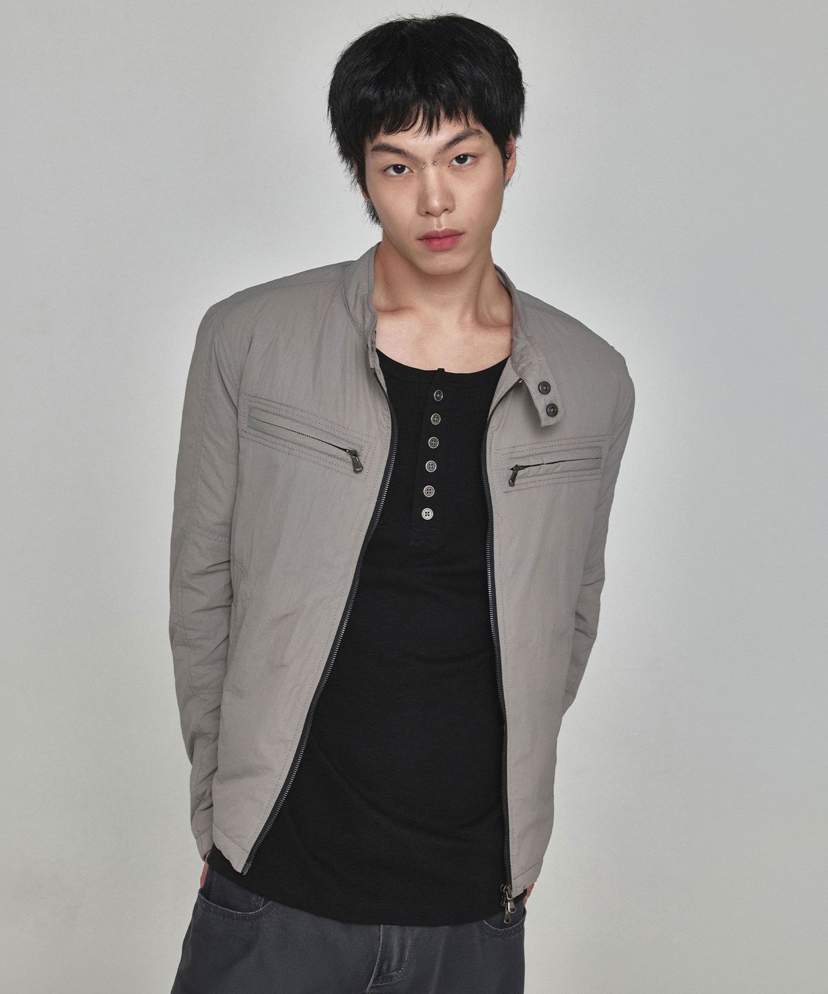 기철(KICHUL) Forge Biker Padded Jacket (Grey)
