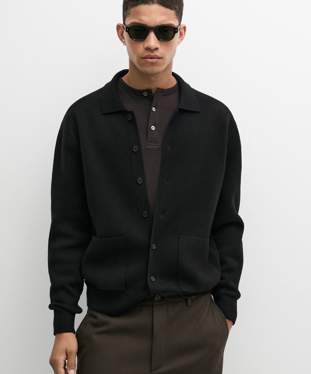 마시모두띠(MASSIMO DUTTI) 100% 코튼 폴로넥 니트 가디건
