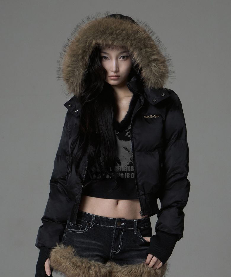FUR HOOD LIGHT PADDED JACKET_BLACK