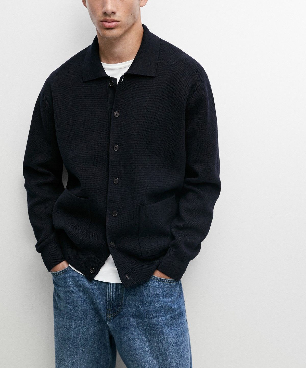 마시모두띠(MASSIMO DUTTI) 100% 코튼 폴로넥 니트 가디건