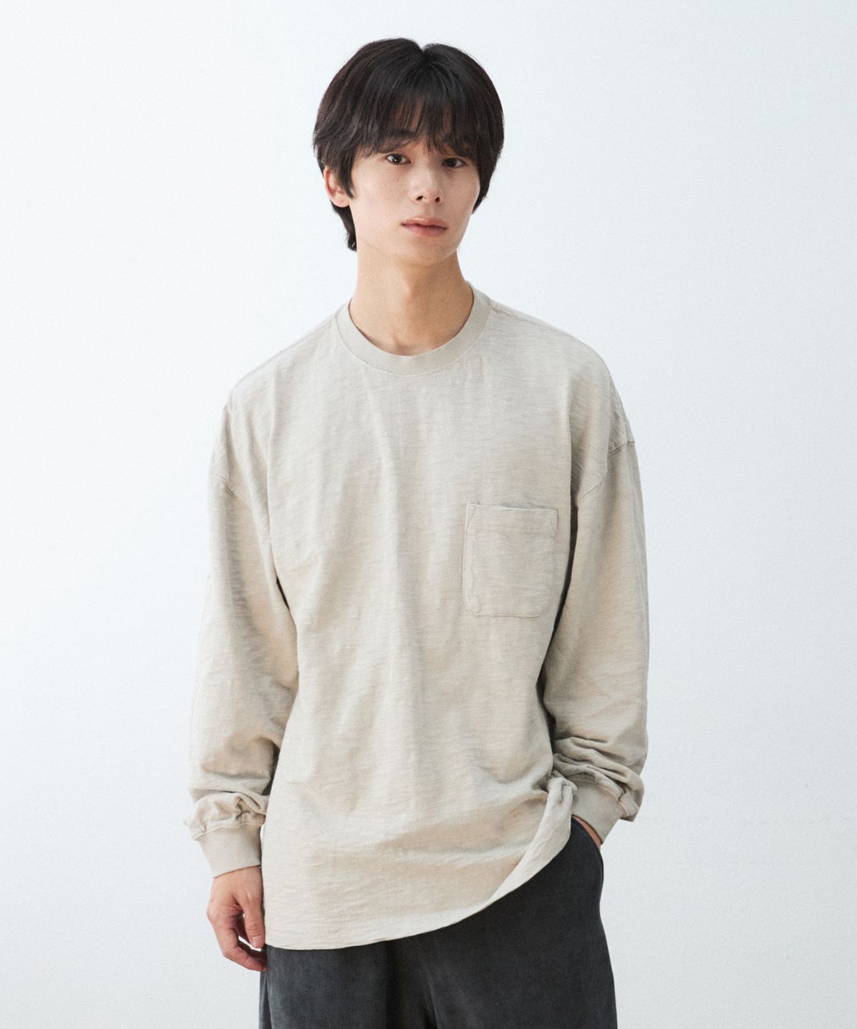 더블유엠씨(WMC) 슬럽 포켓 롱슬리브_BEIGE