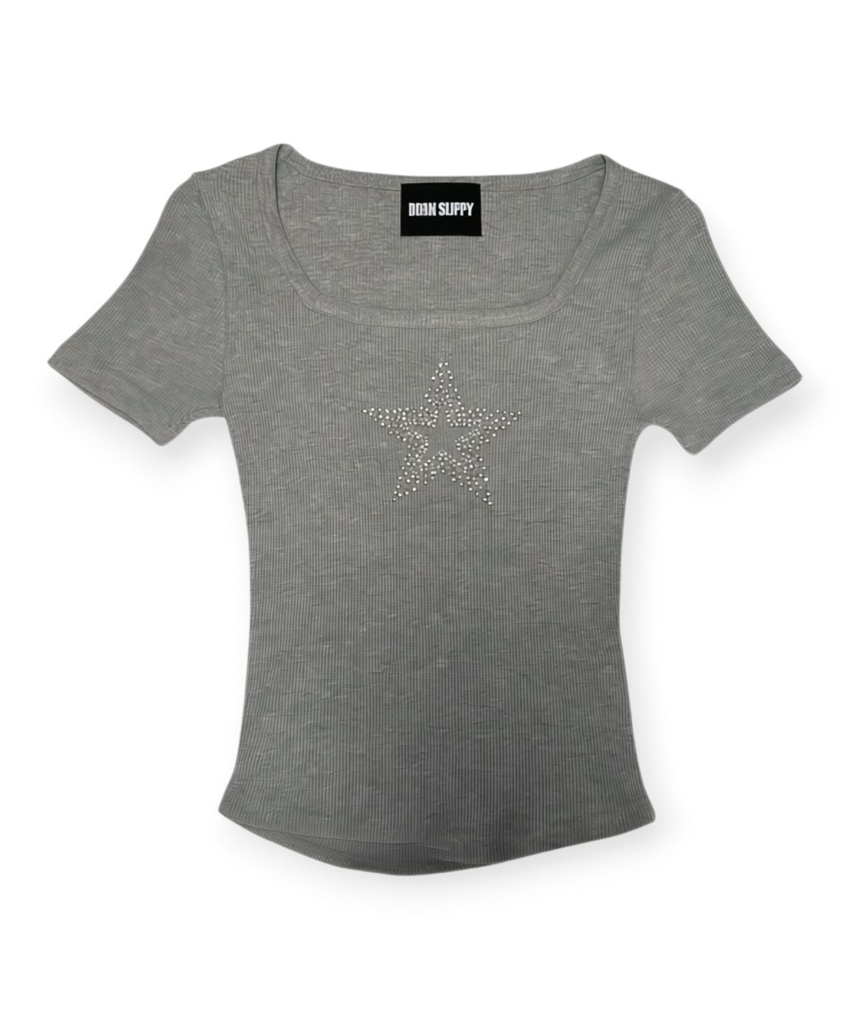 본슬리피(BORN SLIPPY) Crystal Star Square Neck Tee (Gray)