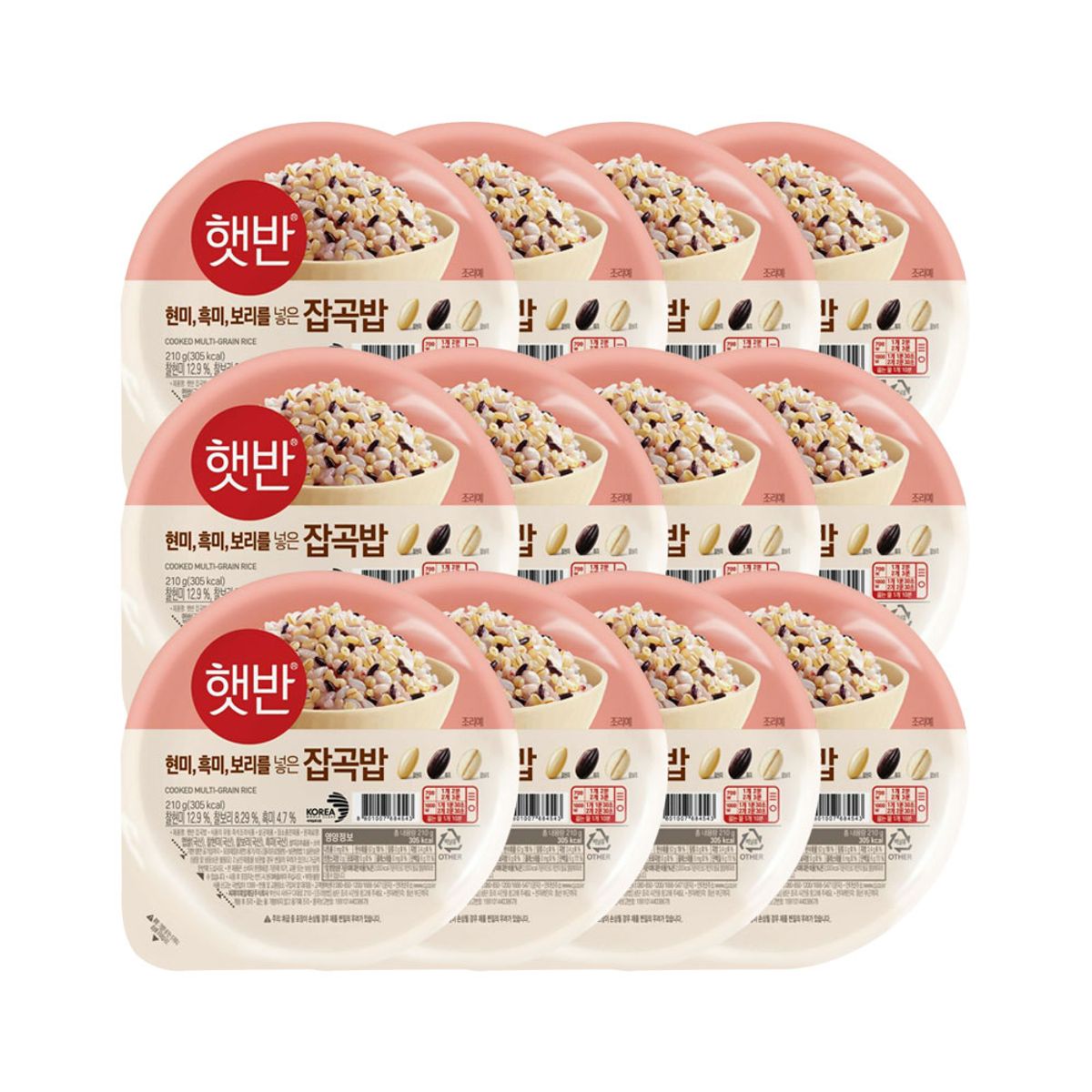 CJ제일제당(CJCHEILJEDANG) 햇반 잡곡밥 210g 3개입 x4개(총 12개)