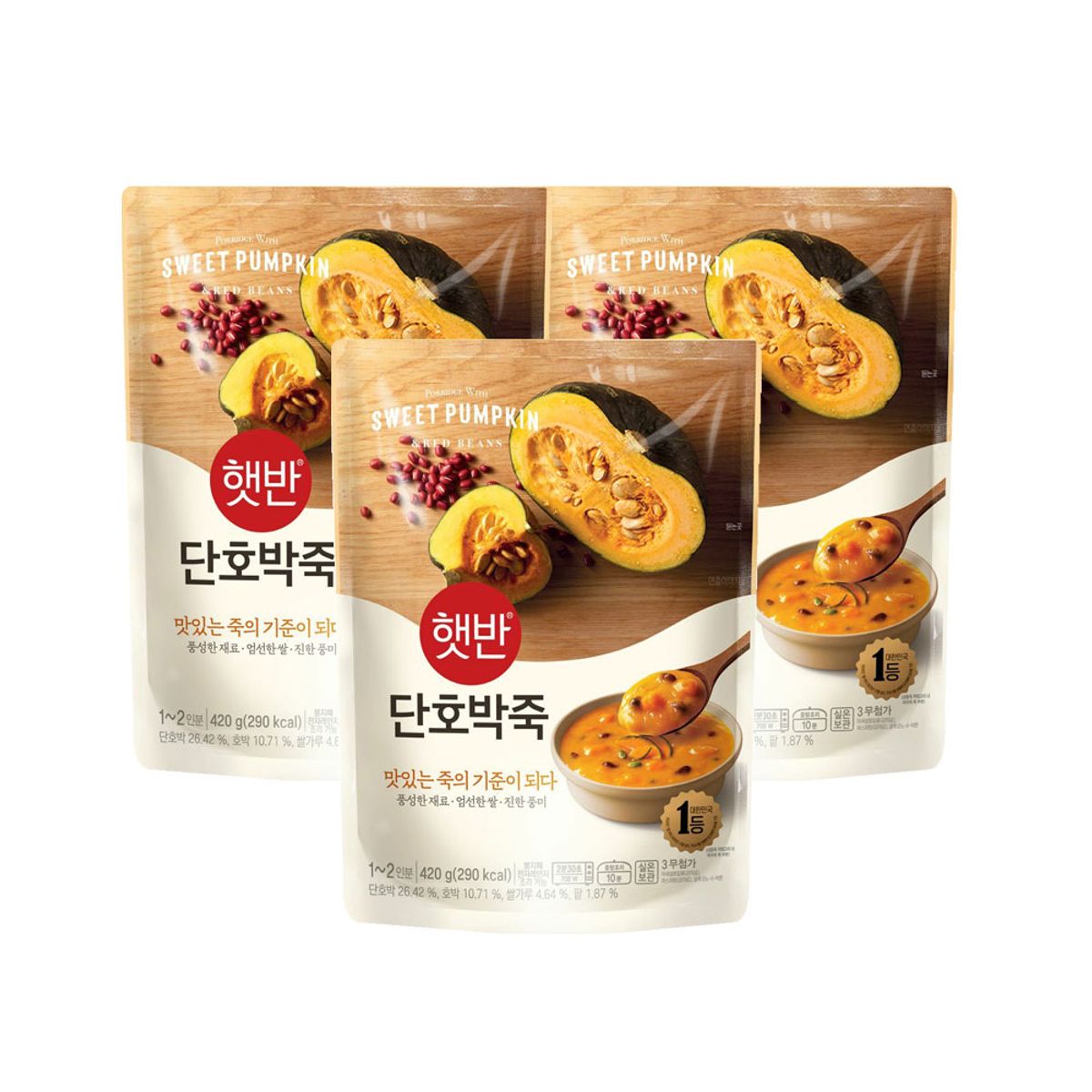 CJ제일제당(CJCHEILJEDANG) 햇반죽 단호박죽 420g x3개
