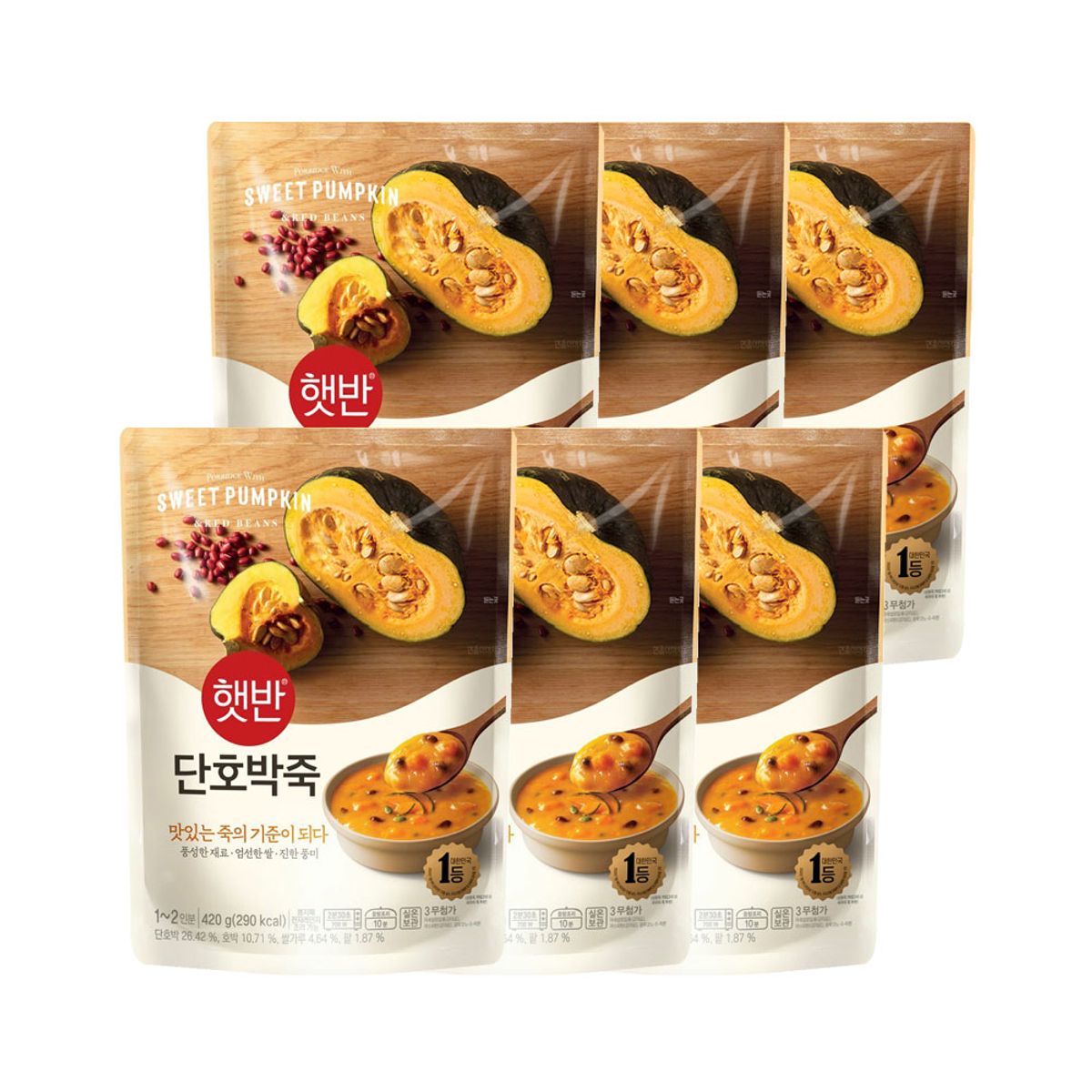 CJ제일제당(CJCHEILJEDANG) 햇반죽 단호박죽 420g x6개