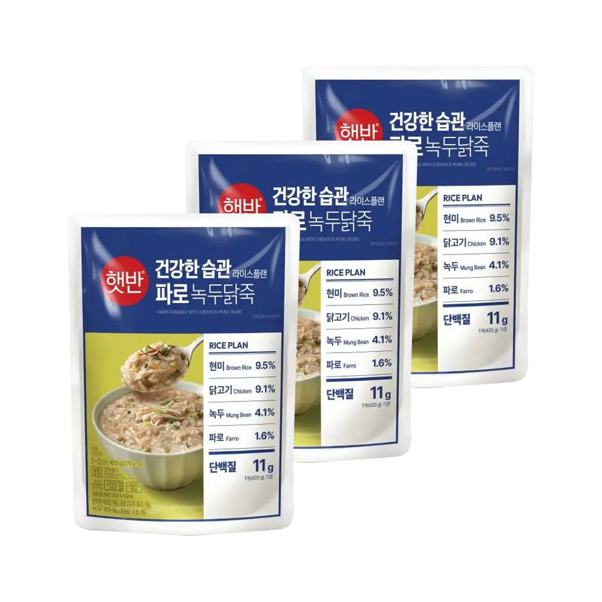 CJ제일제당(CJCHEILJEDANG) 햇반죽 파로 녹두닭죽 420g x3개