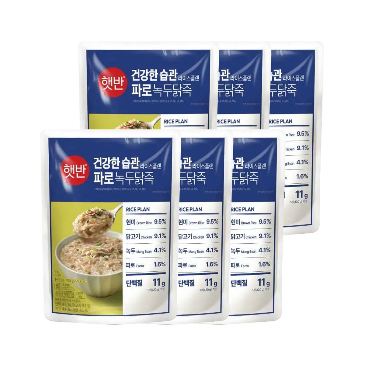 CJ제일제당(CJCHEILJEDANG) 햇반죽 파로 녹두닭죽 420g x6개