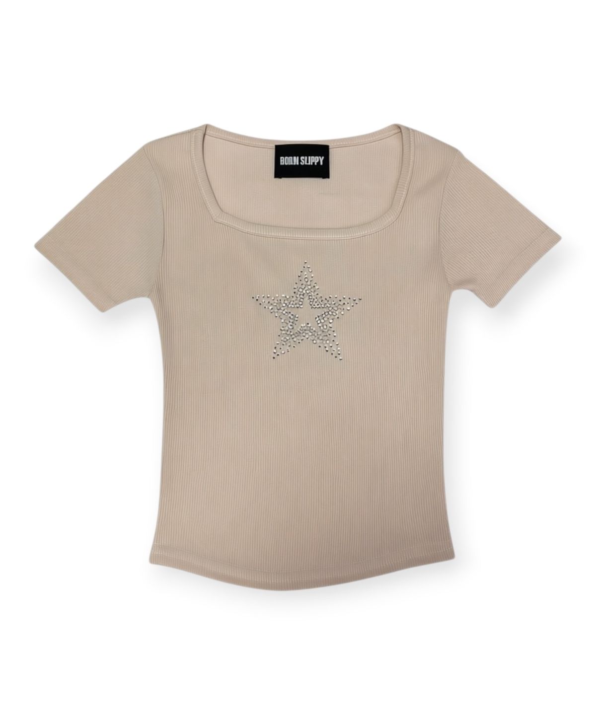 본슬리피(BORN SLIPPY) Crystal Star Square Neck Tee (Pink)