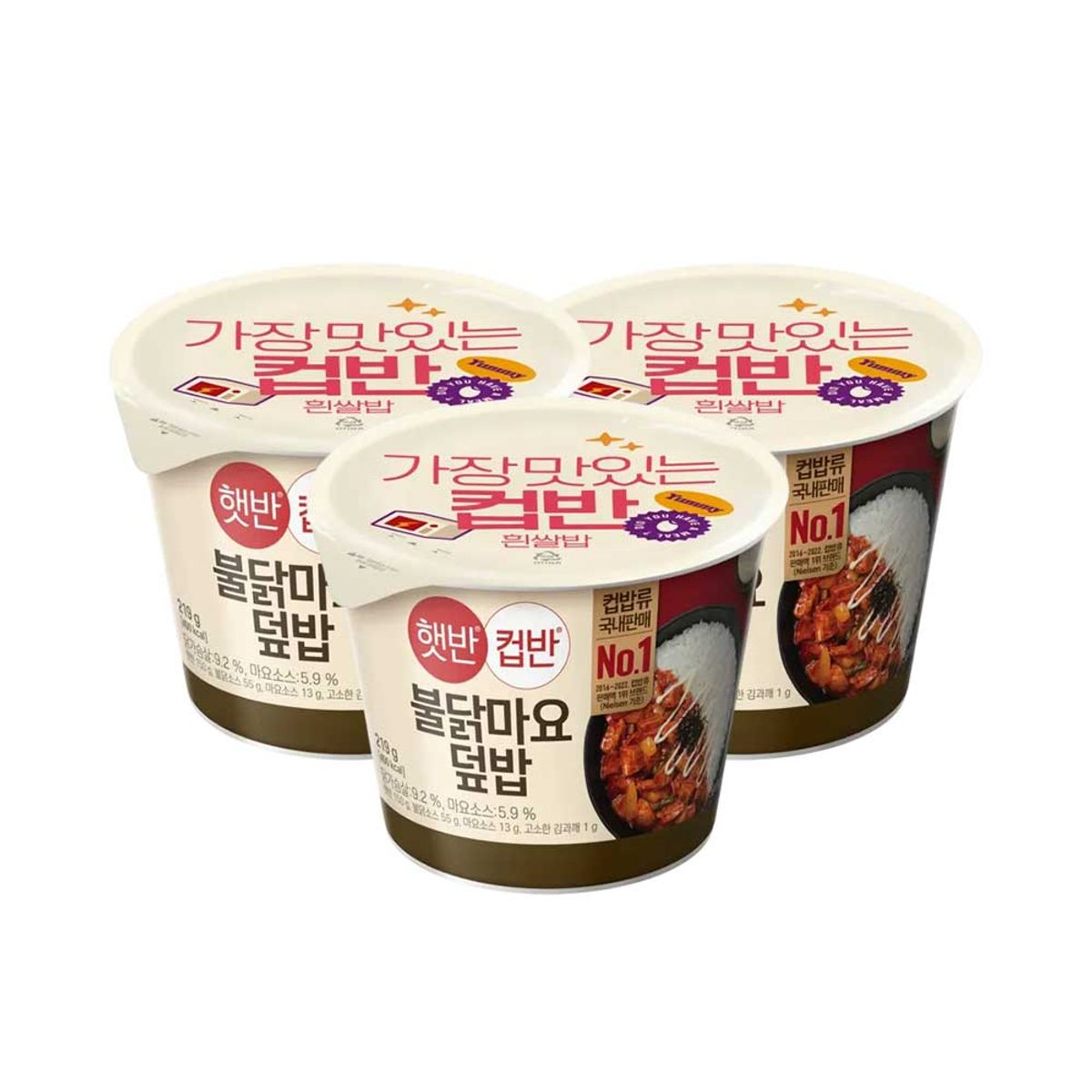 CJ제일제당(CJCHEILJEDANG) 햇반 컵반 컵밥 불닭마요덮밥 219g x3개
