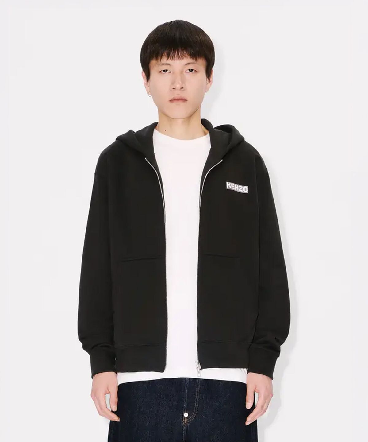 겐조(KENZO) 남성 시티 클래식 풀 집업 후디_K256AMWC01BKX