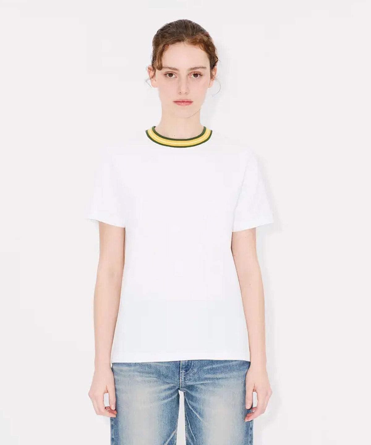 겐조(KENZO) 여성 하이 써머 겐조 엘리펀트 로고 루즈 티셔츠_K256AWTH01WHX
