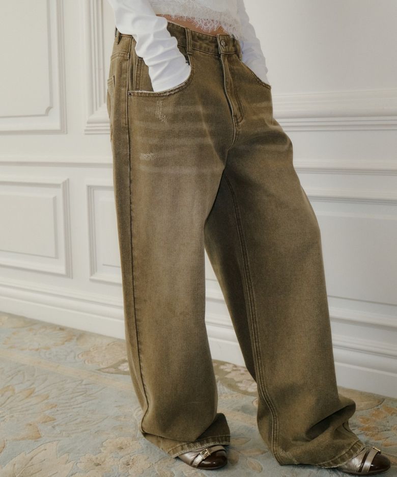 빈티지 와이드 데님 팬츠 [KHAKI BEIGE] / RF3LPT506
