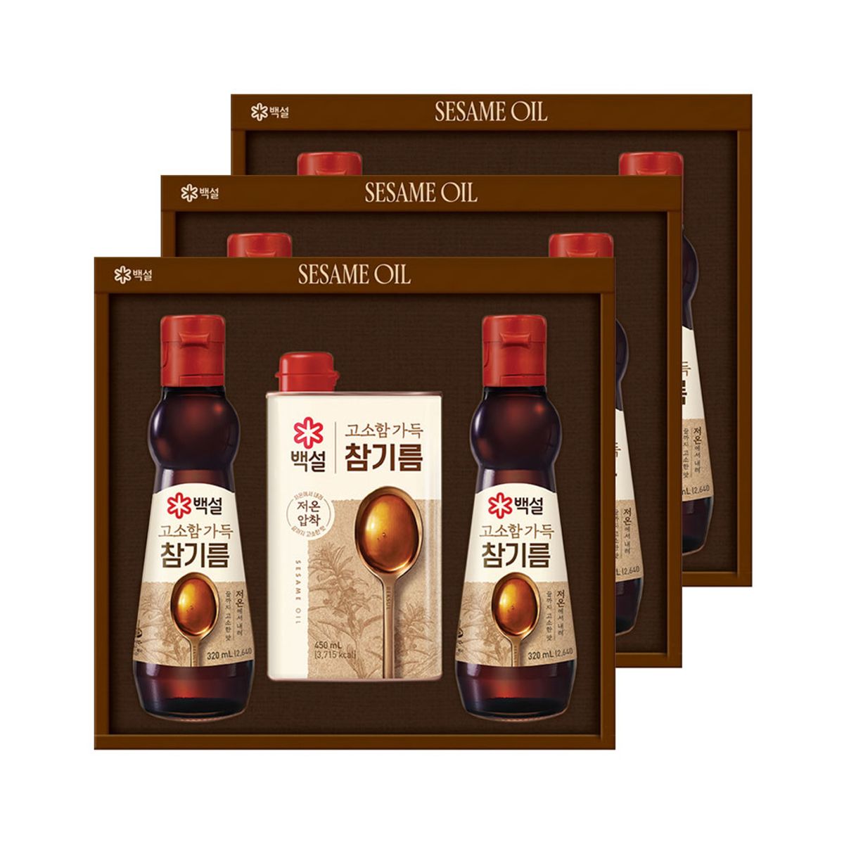 CJ제일제당(CJCHEILJEDANG) [CJ 선물세트] 백설 고소한 참기름 2호 3개 쇼핑백포함