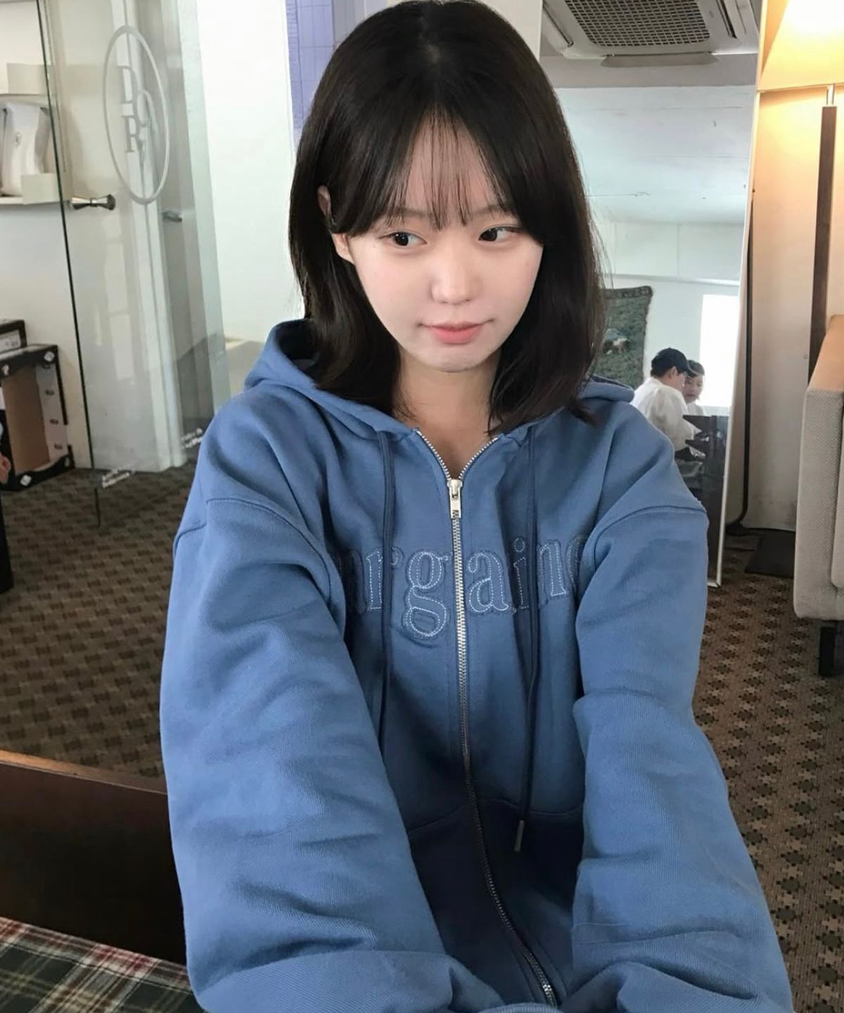 스트라이프마가린(STMG) 마가린 아플리케 루즈 투웨이 지퍼 후드집업 딥블루