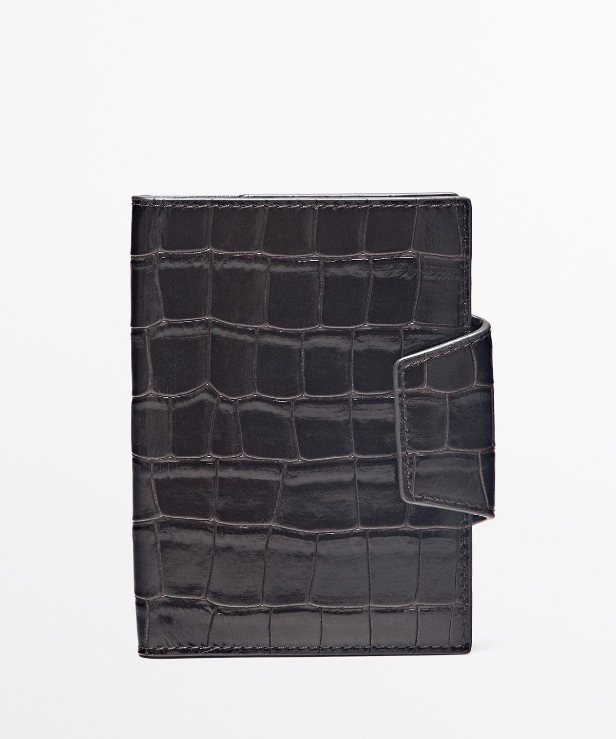 마시모두띠(MASSIMO DUTTI) 크로커다일 텍스처 레더 여권 지갑