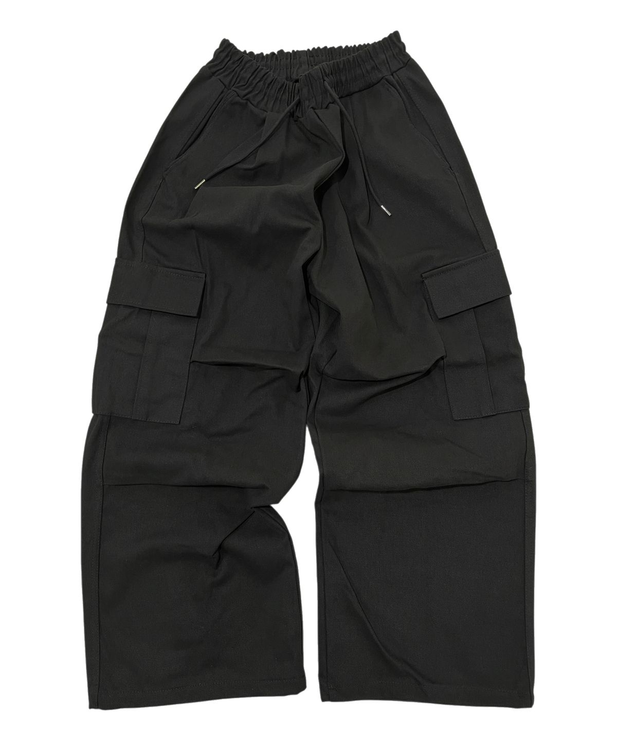 스케이터락(SK8ER ROCK) Cotton Knee Tuck Cargo Wide Pants (Black)