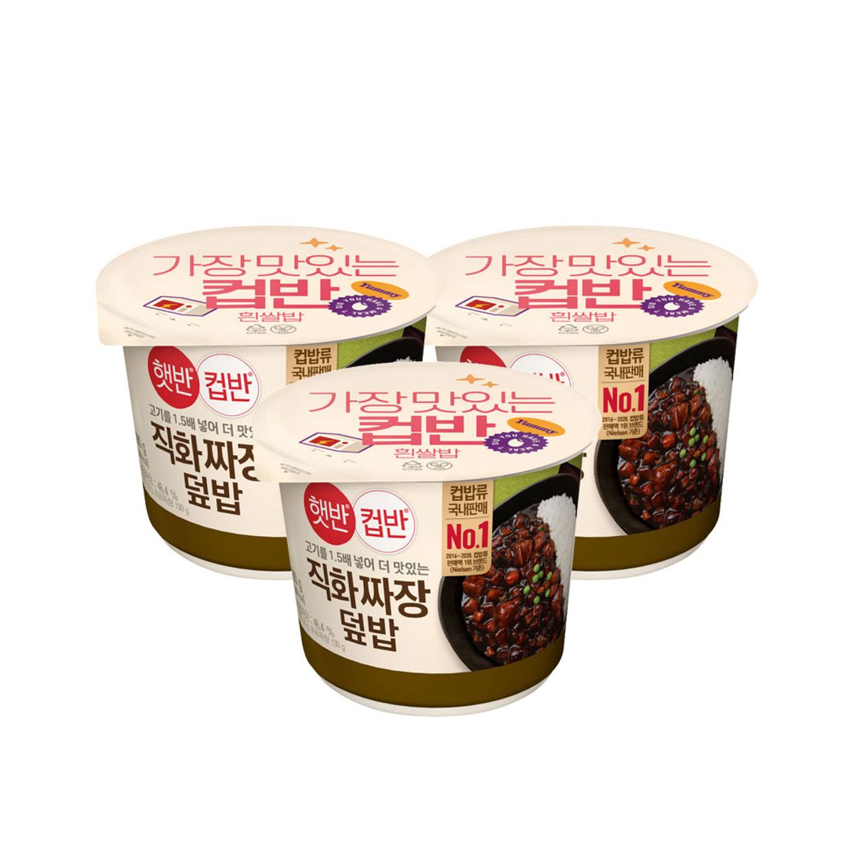 CJ제일제당(CJCHEILJEDANG) 햇반 컵반 컵밥 직화짜장덮밥 281g x3개