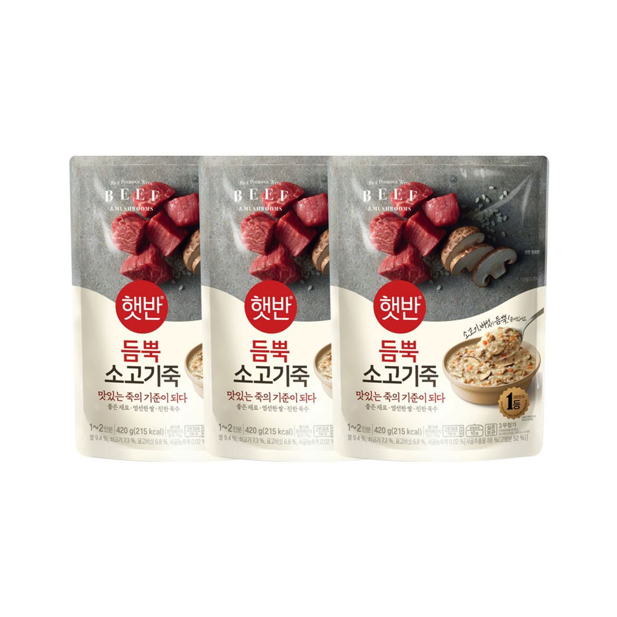 CJ제일제당(CJCHEILJEDANG) 햇반죽 듬뿍 소고기죽 420g x3개