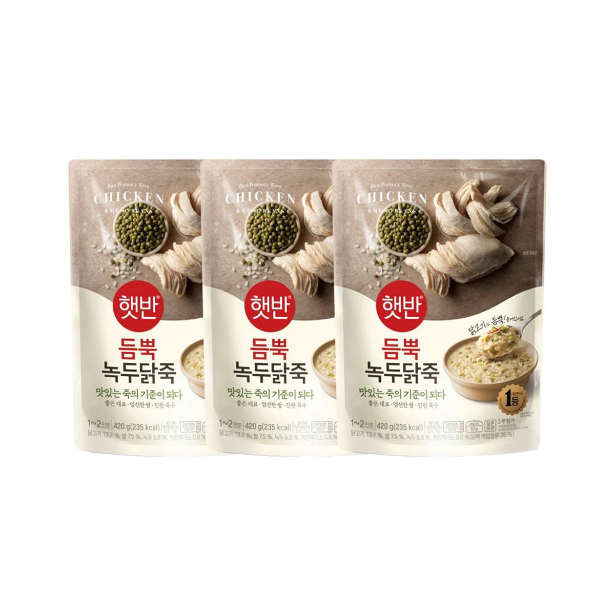 CJ제일제당(CJCHEILJEDANG) 햇반죽 듬뿍 녹두닭죽 420g x3개