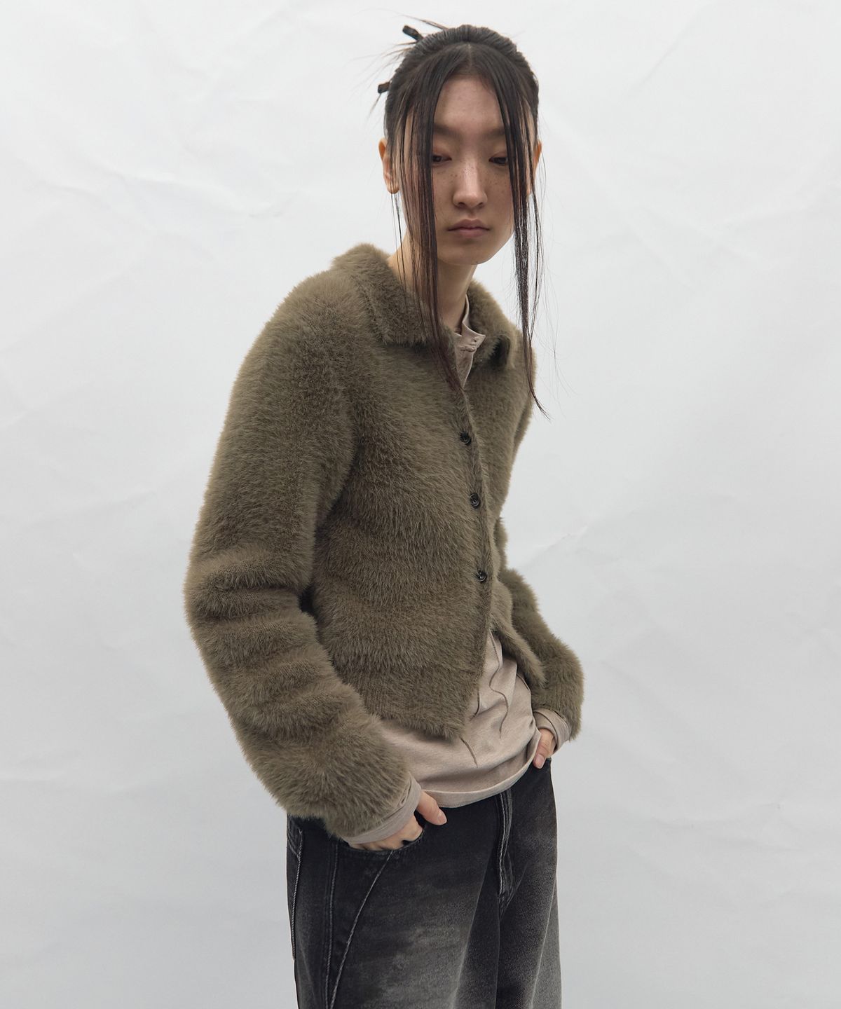 비엘알(BLR) Spacing Flow Angora Cardigan Beige
