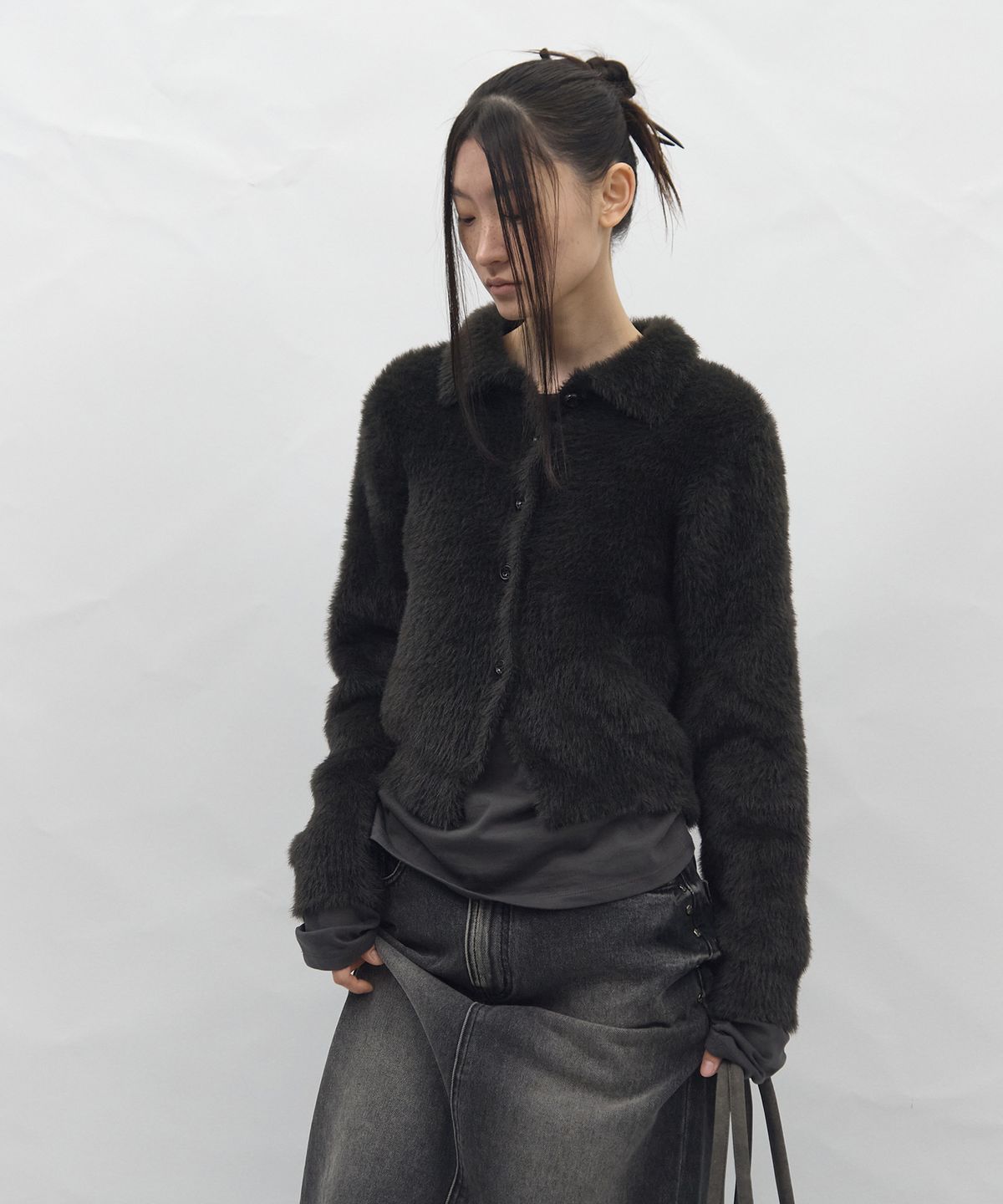 비엘알(BLR) Spacing Flow Angora Cardigan Grey