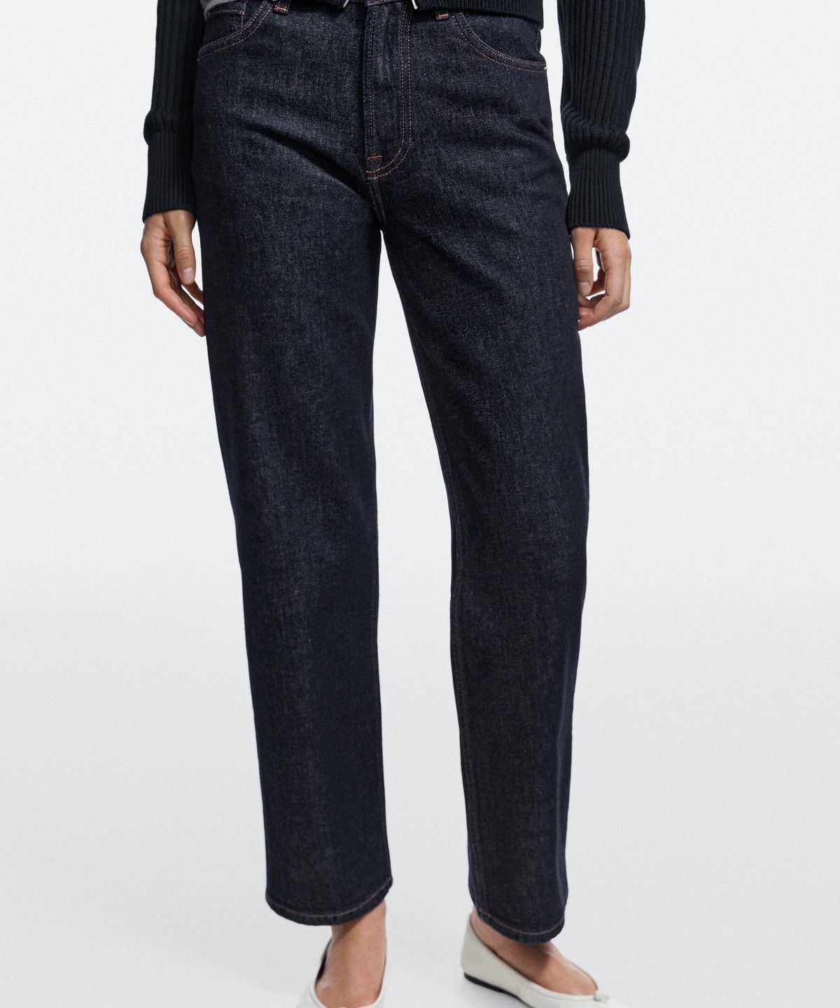 마시모두띠(MASSIMO DUTTI) 하이라이즈 크롭 스트레이트 핏 진