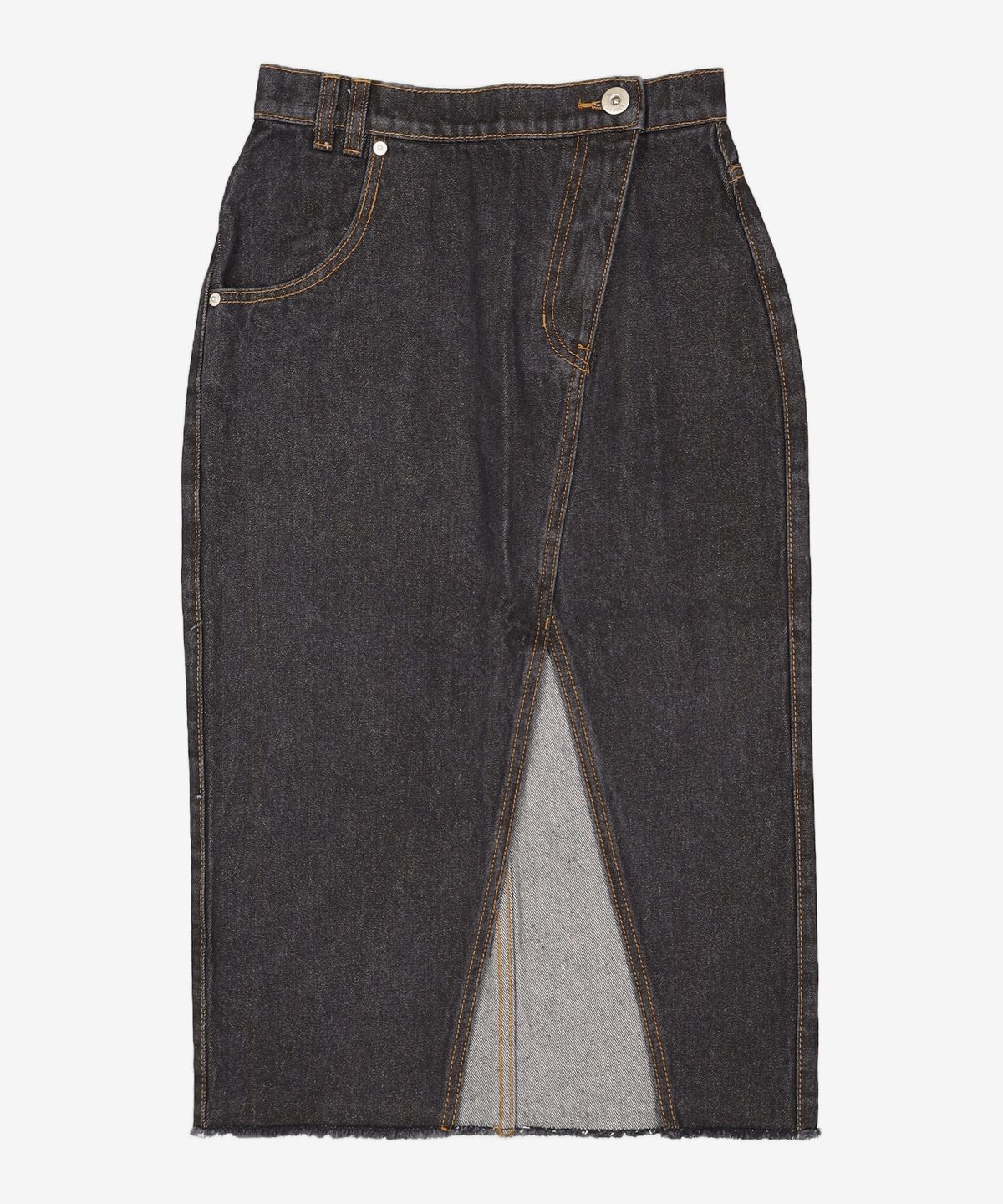 오아이오아이 컬렉션(OIOI COLLECTION) FRONT CUT DENIM LONG SKIRT [BLACK] S