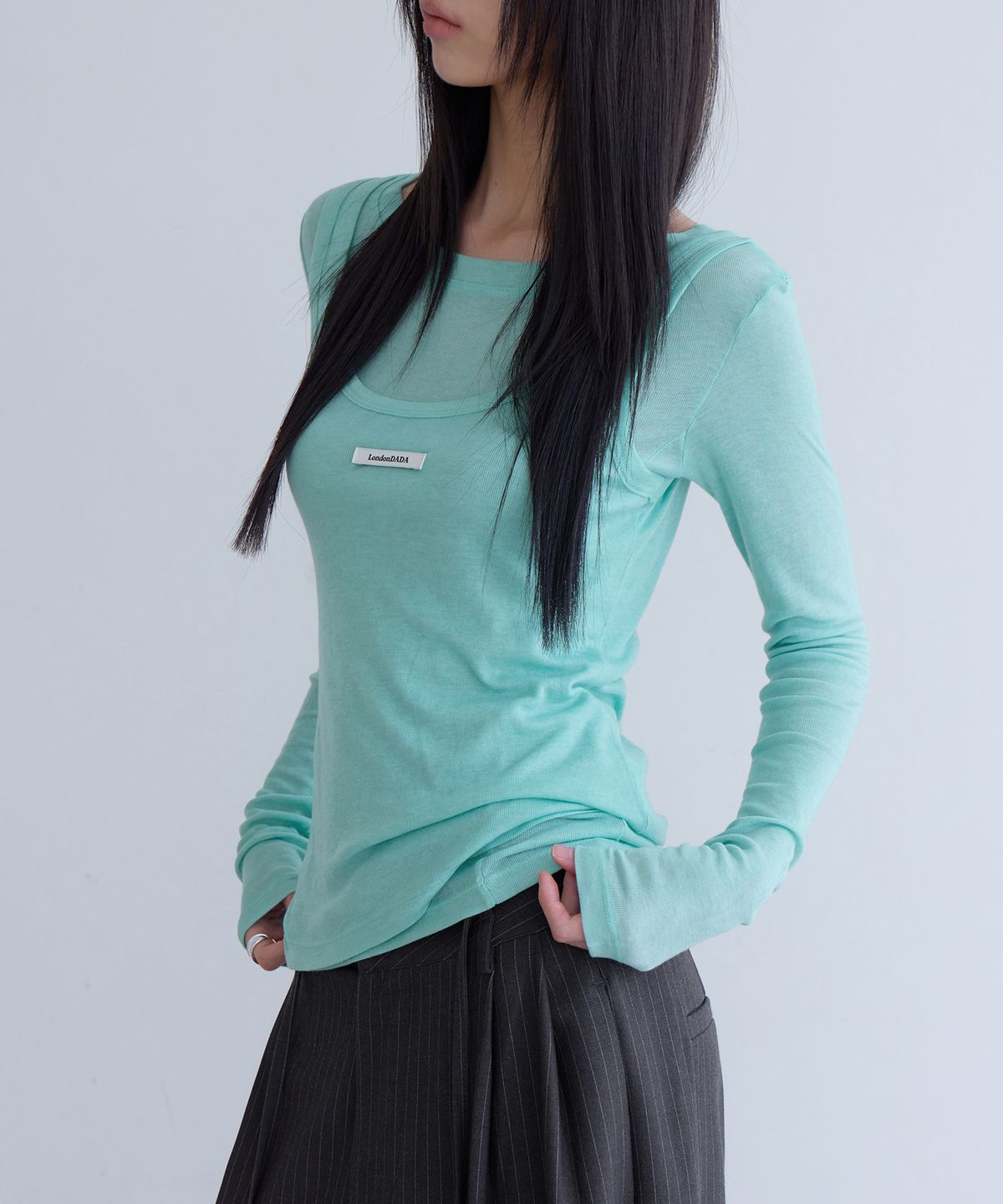 런던다다(LONDONDADA) Layerd Sheer Top Set, MINT