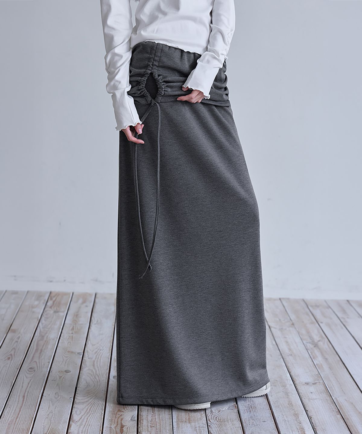 런던다다(LONDONDADA) Shirring Layerd Long Skirt, 2colors