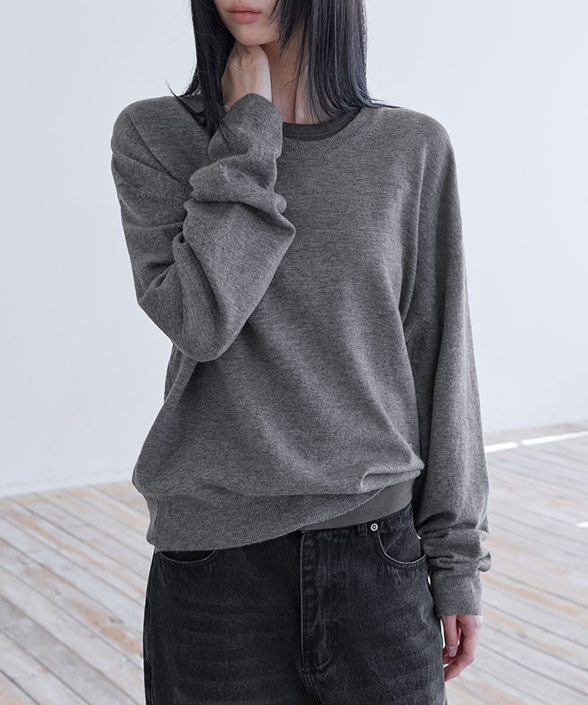 런던다다(LONDONDADA) Essential Washable Round Knit, GREY